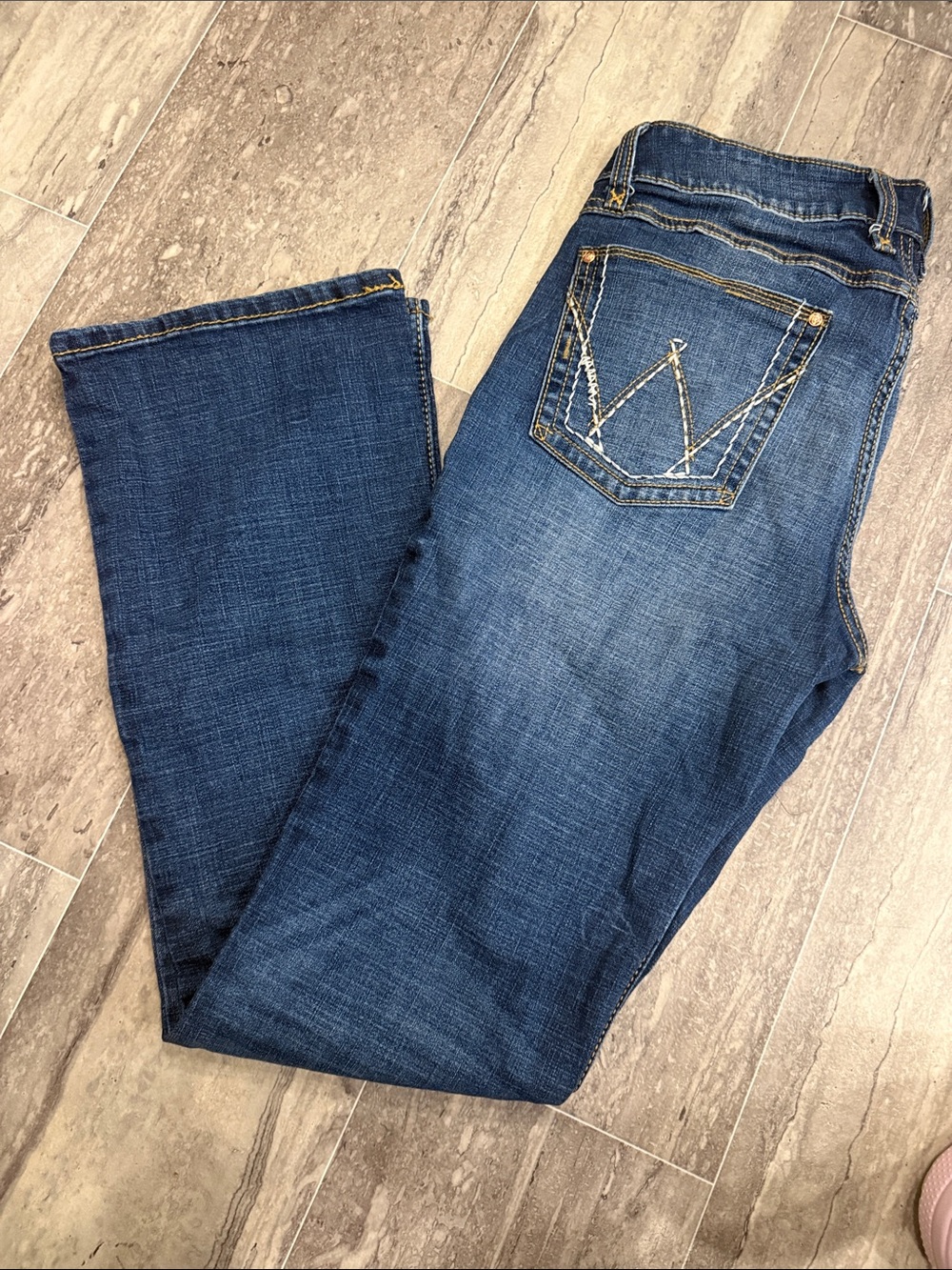 Wrangler Women's Dark Blue Bootcut Jeans with Contrast Stitching